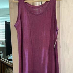 Eileen Fisher Purple Linen Jersey Relaxed Tank Top